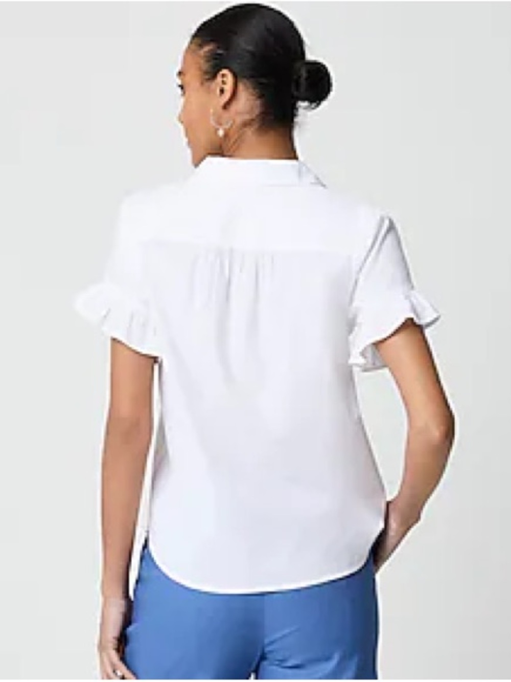 Jcrew Classic White Button-Down Ruffle Sleeve Top - Picture 2 of 6